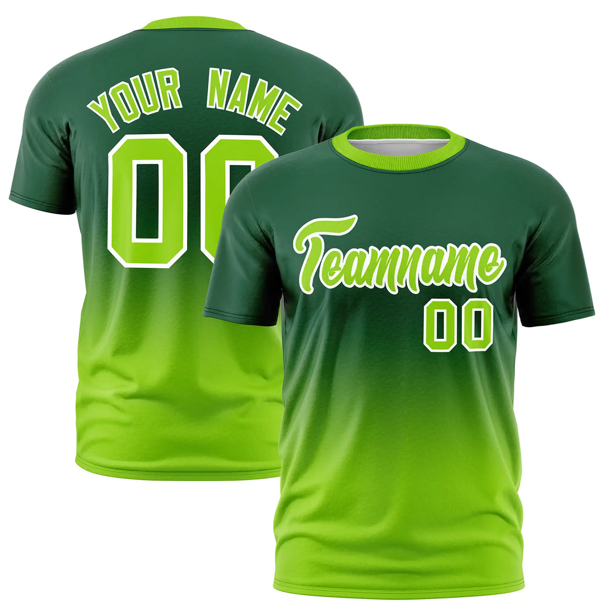 Custom Green-Neon Green Gradient Fashion Design Performance T-Shirt