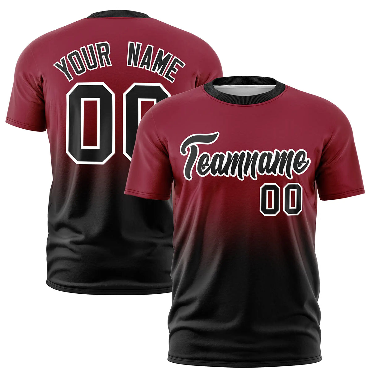 Custom Crimson-Black Gradient Fashion Design Performance T-Shirt