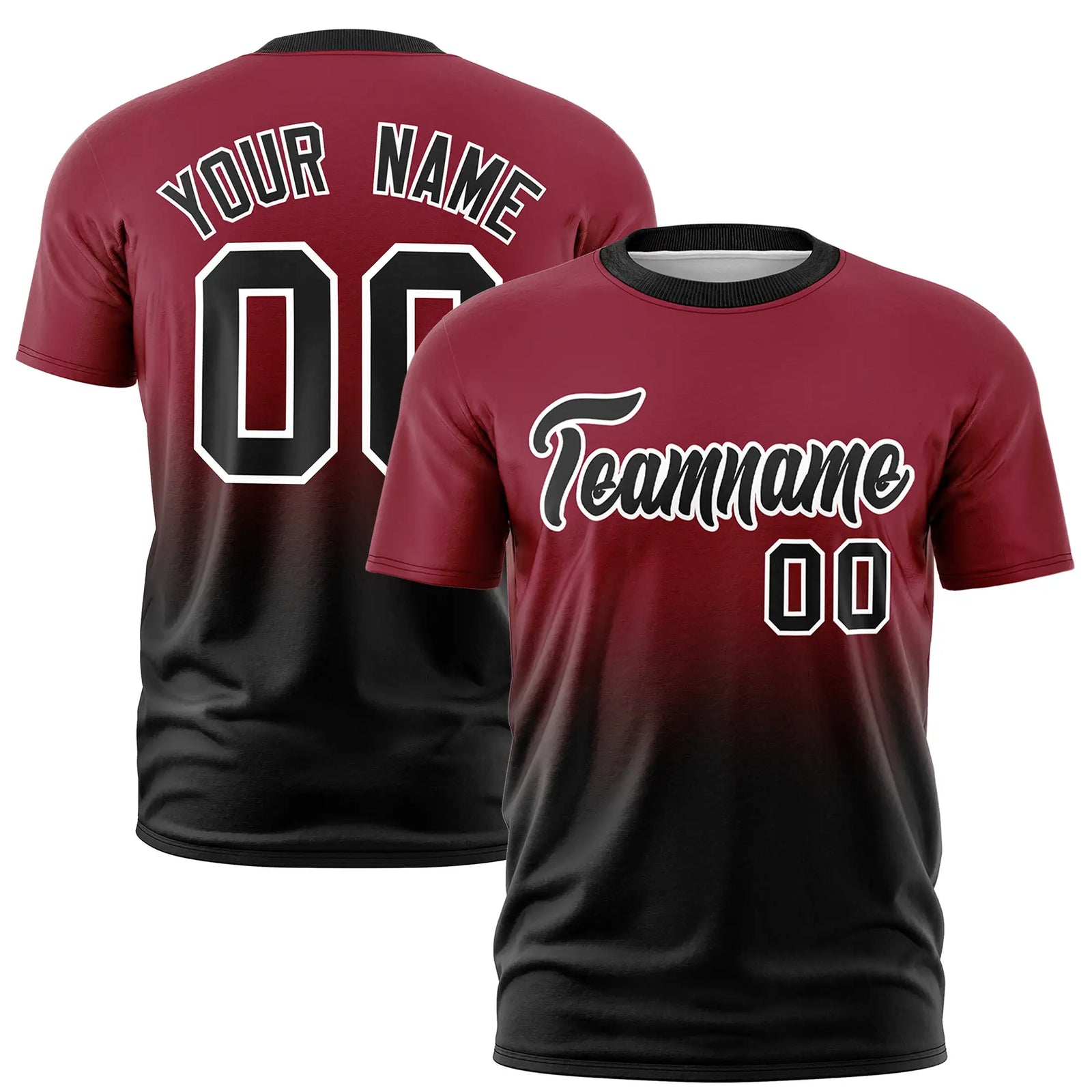 Custom Crimson-Black Gradient Fashion Design Performance T-Shirt