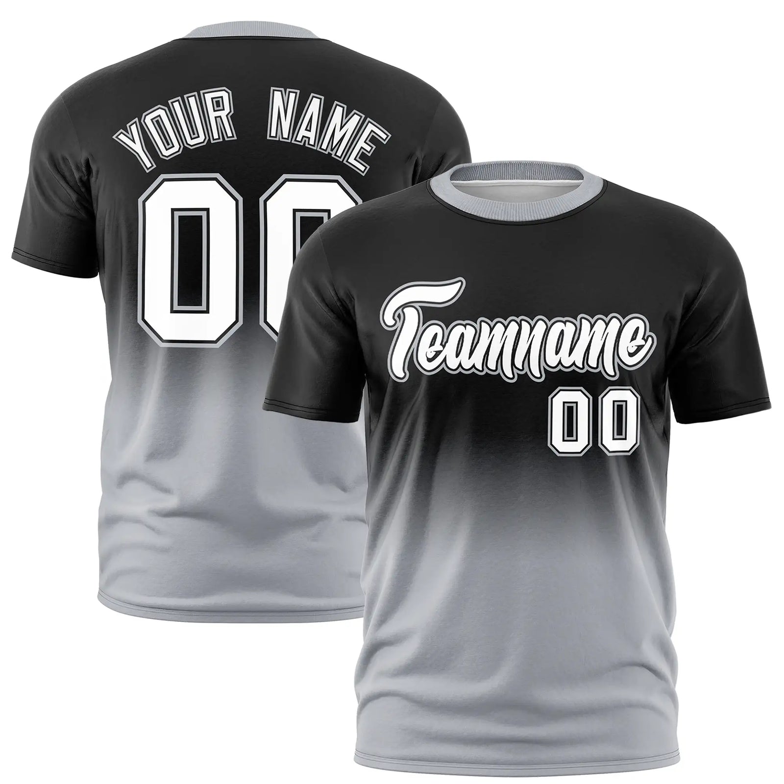 Custom Black-Gray Gradient Fashion Design Performance T-Shirt