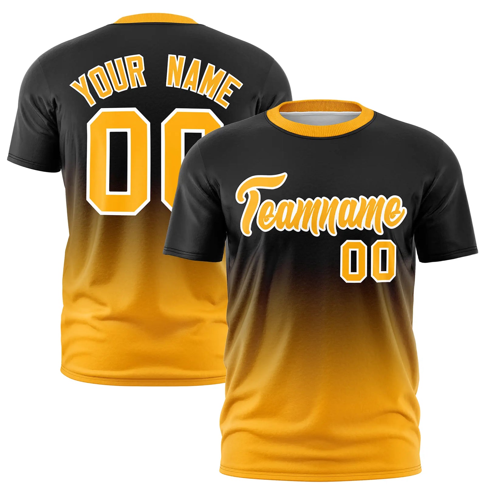 Custom Black-Yellow Gradient Fashion Design Performance T-Shirt