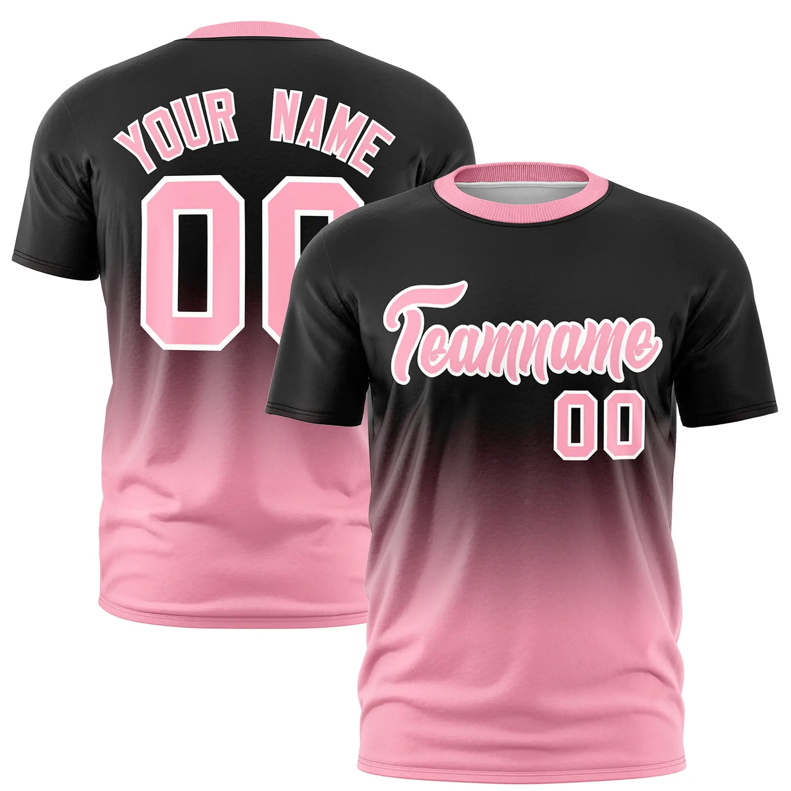 Custom Black-Light Pink Gradient Fashion Design Performance T-Shirt