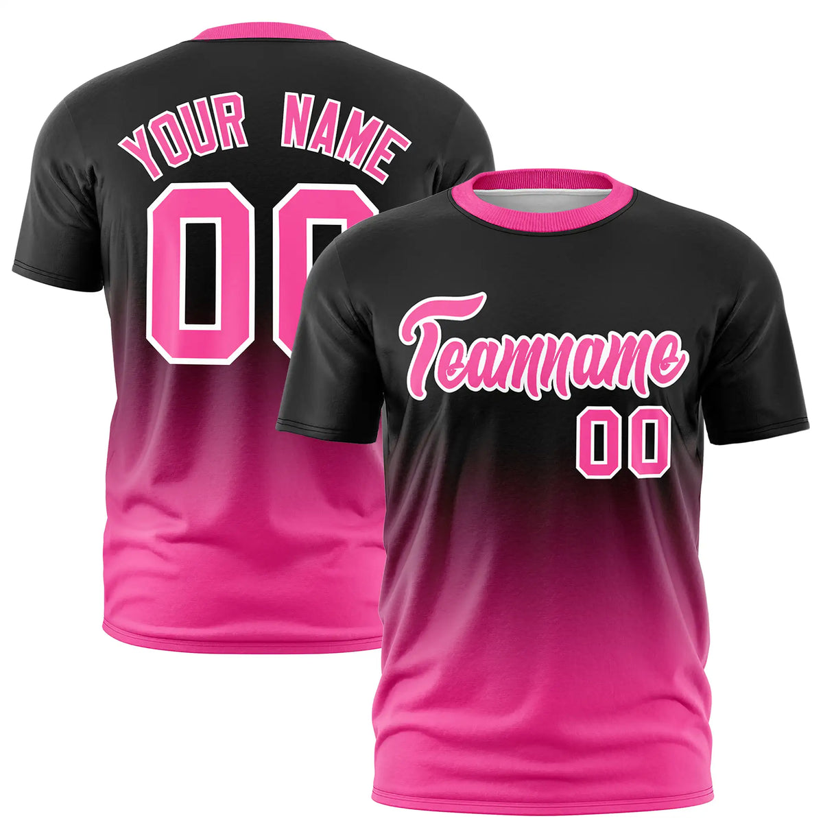 Custom Black-Pink Gradient Fashion Design Performance T-Shirt
