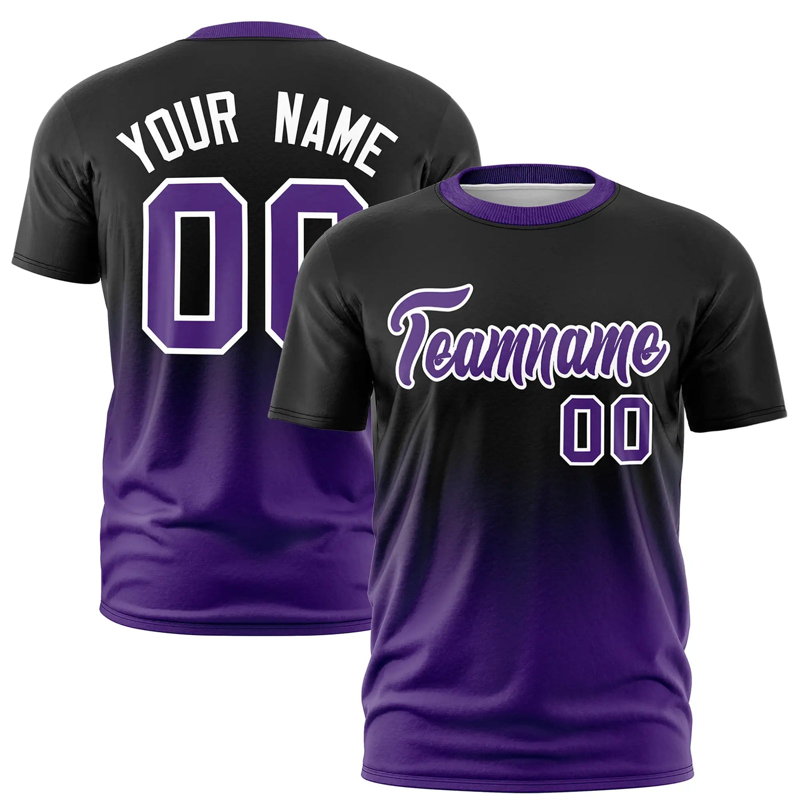 Custom Black-Purple Gradient Fashion Design Performance T-Shirt