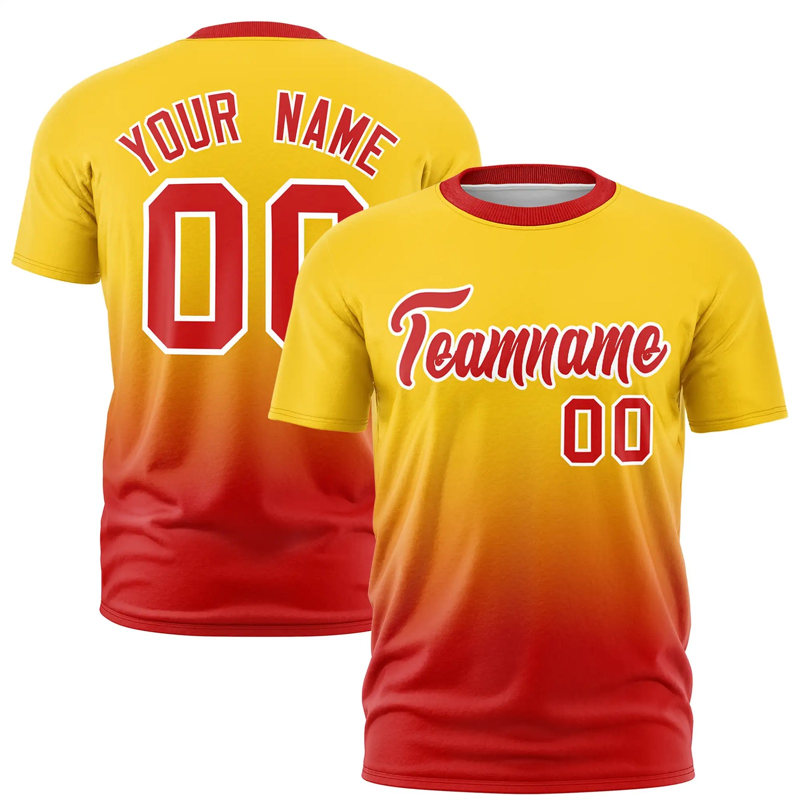 Custom Gold01-Red Gradient Fashion Design Performance T-Shirt