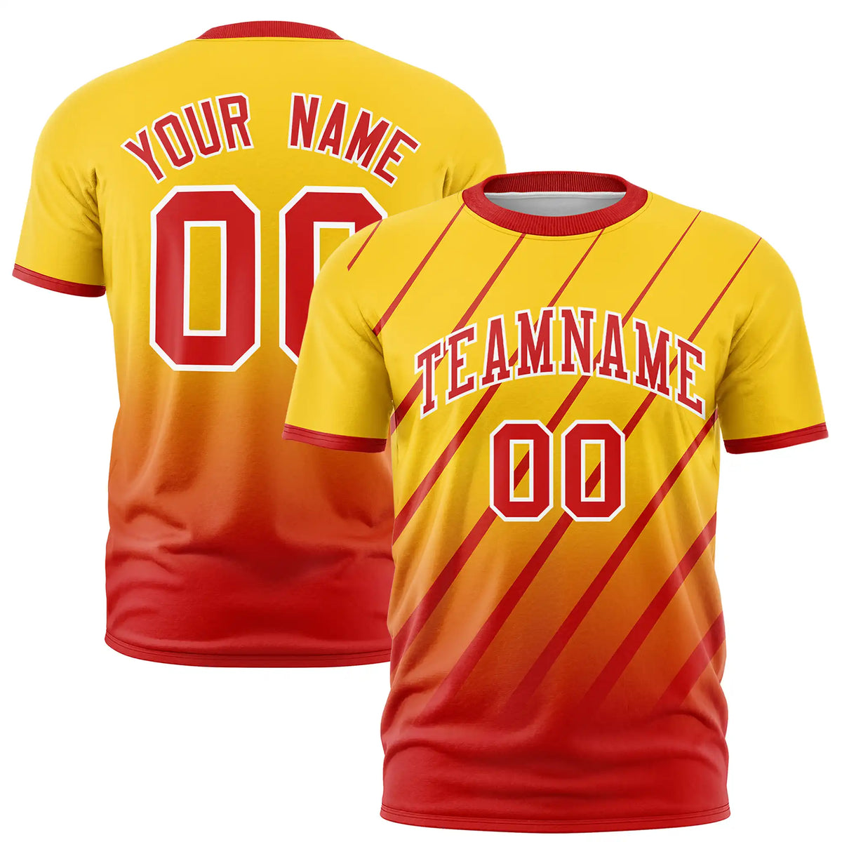 Custom Gold01-Red Gradient Fashion Diagonal Stripe Performance T-Shirt