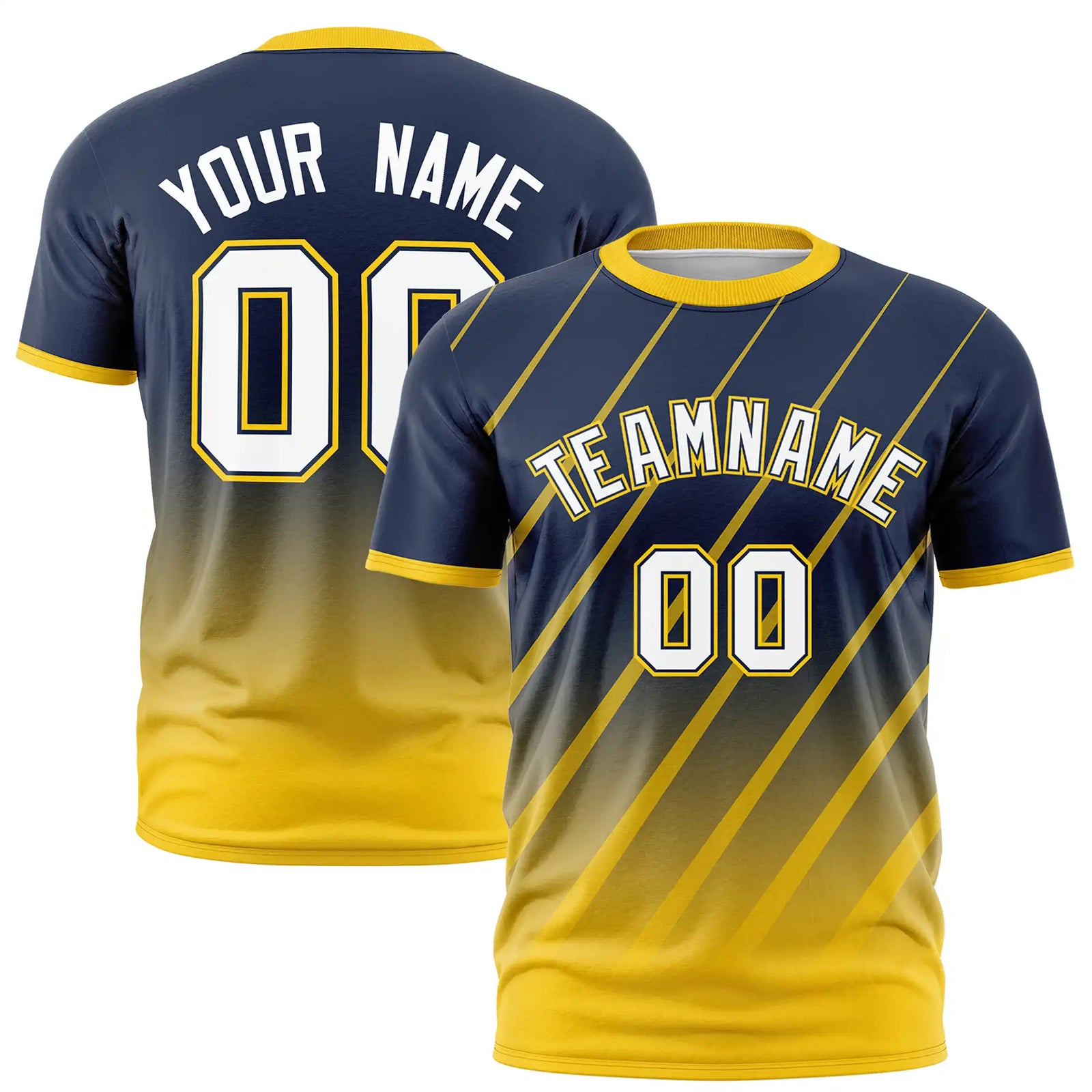 Custom Navy-Gold01 Gradient Fashion Diagonal Stripe Performance T-Shirt