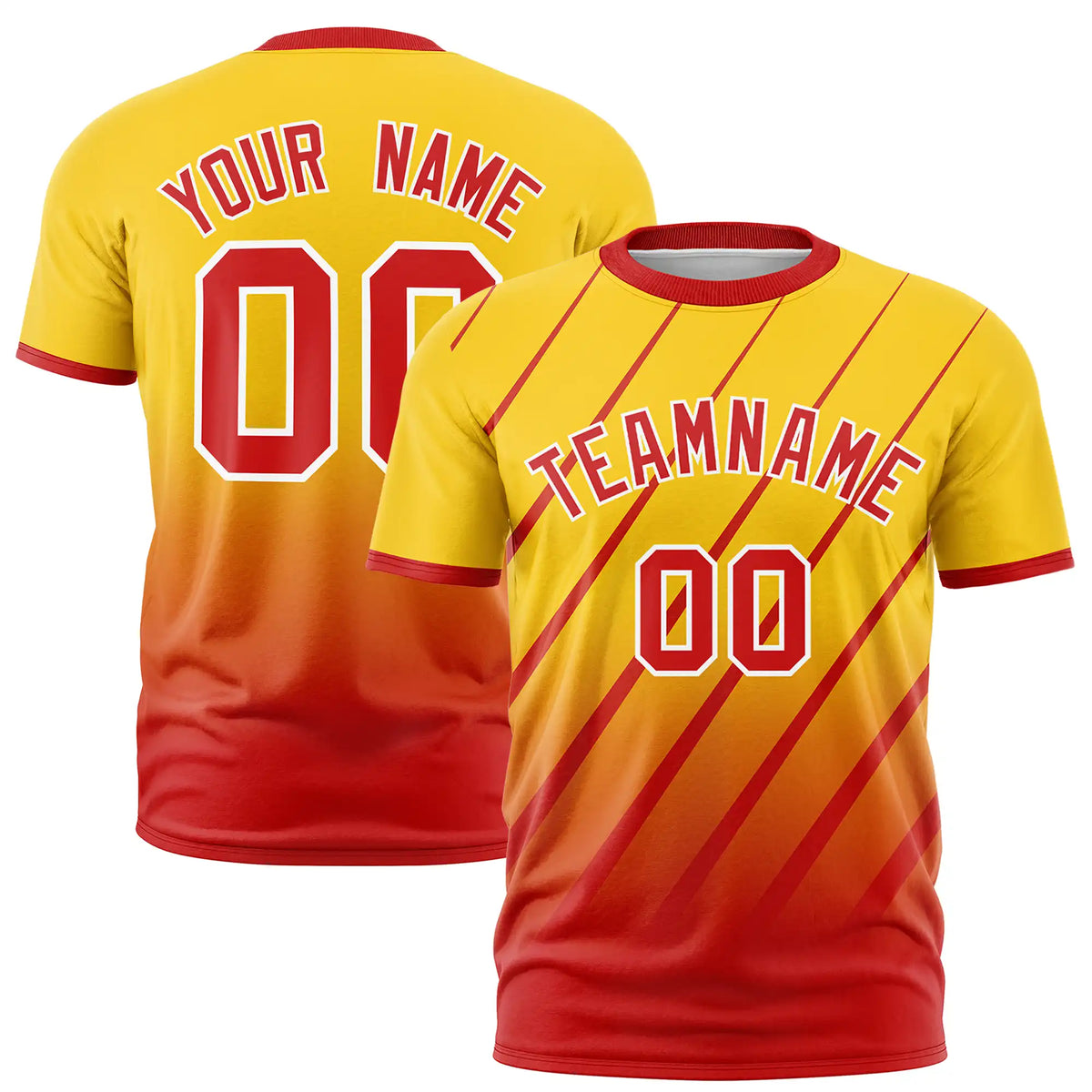 Custom Gold01-Red Gradient Fashion Diagonal Stripe Performance T-Shirt