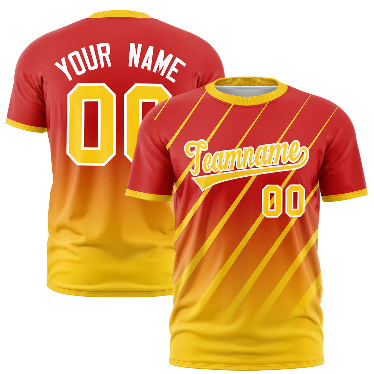 Custom Red-Gold01 Gradient Fashion Diagonal Stripe Performance T-Shirt