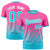 Custom Pink-Sky Blue Gradient Fashion Diagonal Stripe Performance T-Shirt