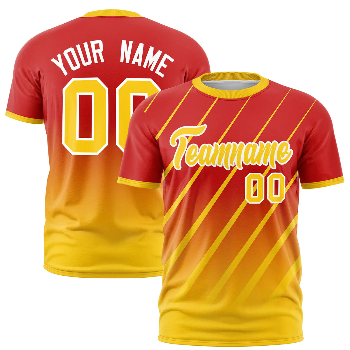 Custom Red-Gold01 Gradient Fashion Diagonal Stripe Performance T-Shirt