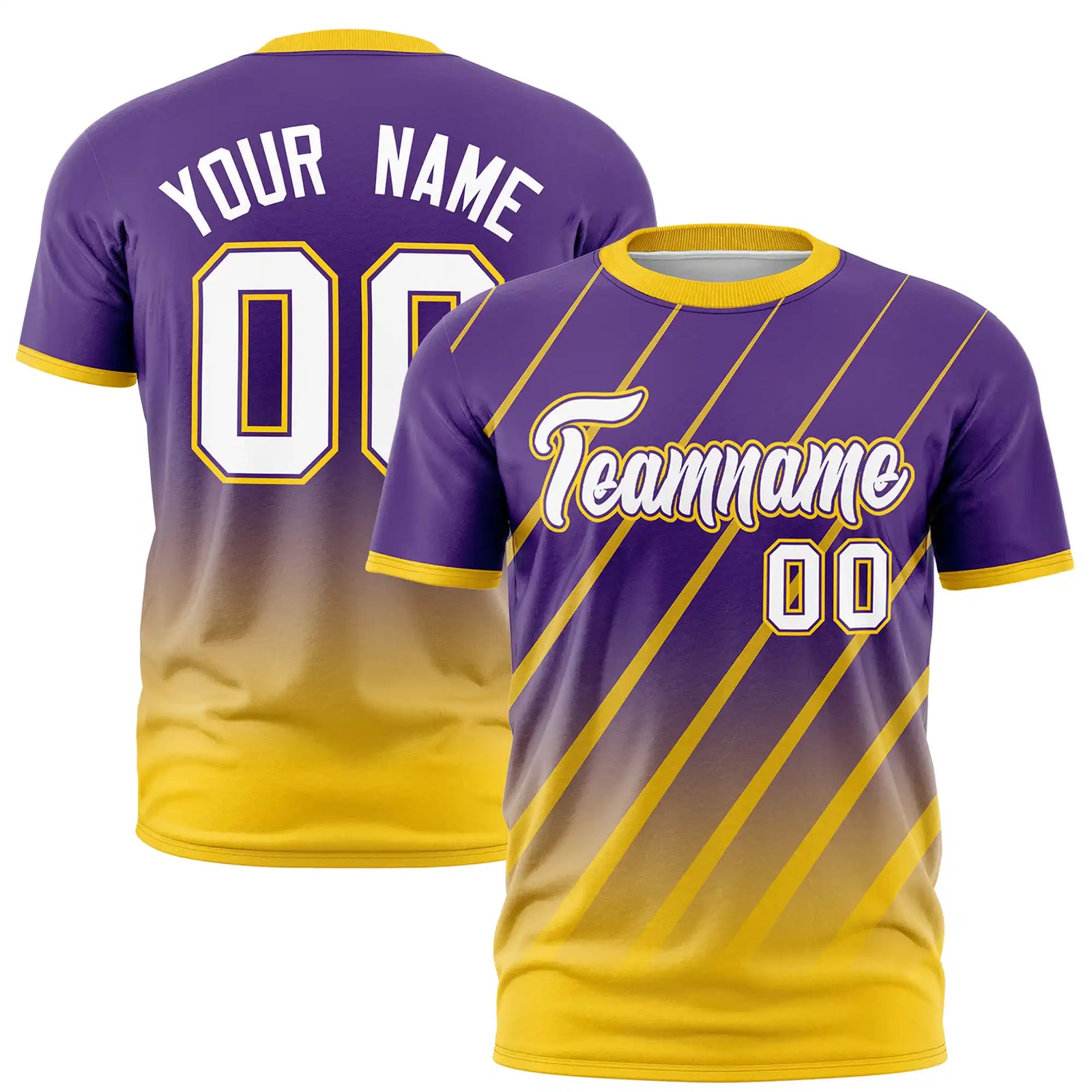 Custom Purple-Gold01 Gradient Fashion Diagonal Stripe Performance T-Shirt