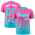 Custom Pink-Sky Blue Gradient Fashion Diagonal Stripe Performance T-Shirt