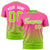 Custom Pink-Neon Green Gradient Fashion Diagonal Stripe Performance T-Shirt