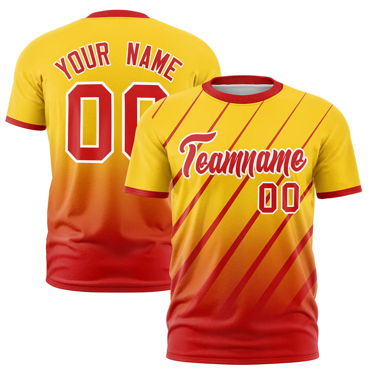 Custom Gold01-Red Gradient Fashion Diagonal Stripe Performance T-Shirt