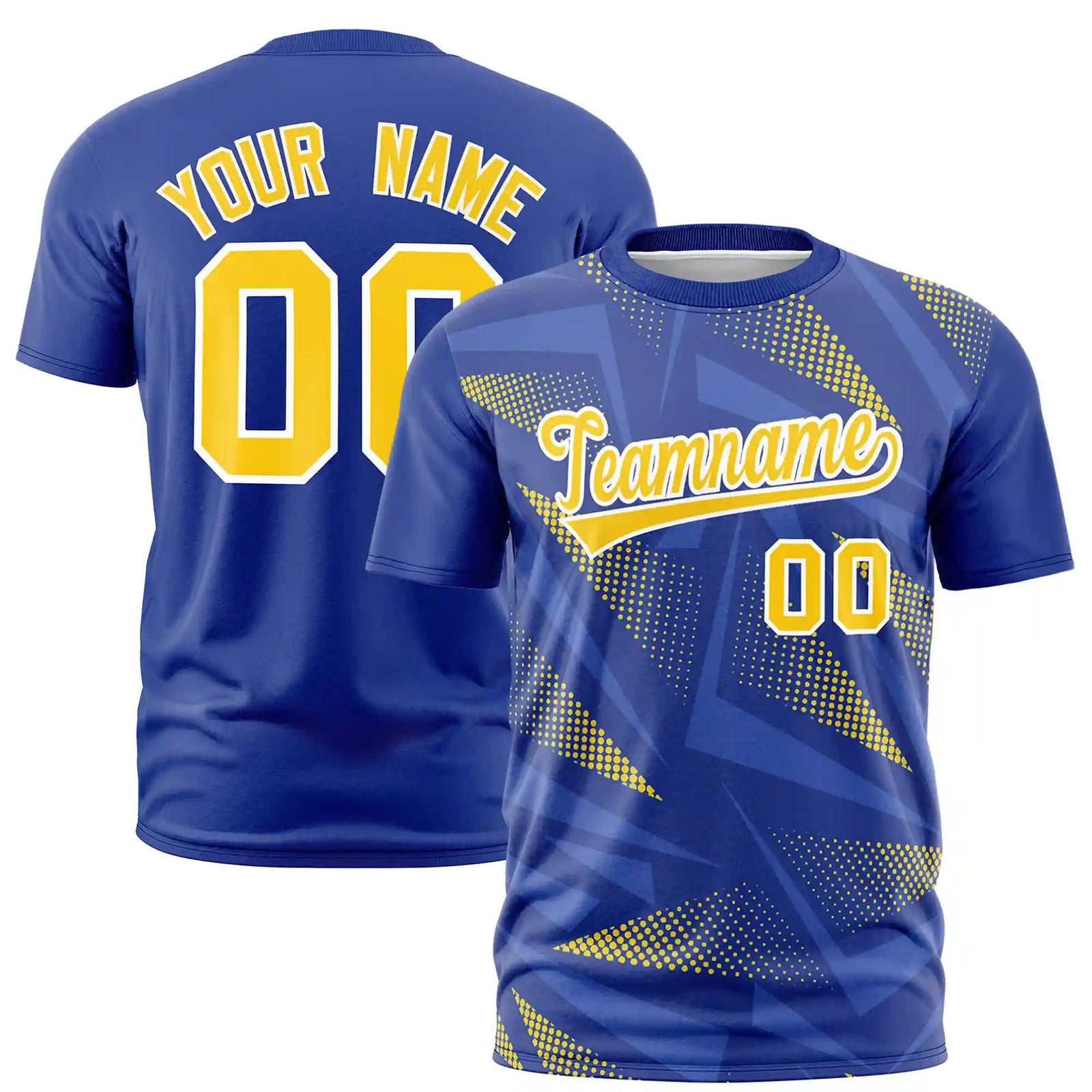 Custom Royal Blue Graffiti Pattern Design Performance T-Shirt