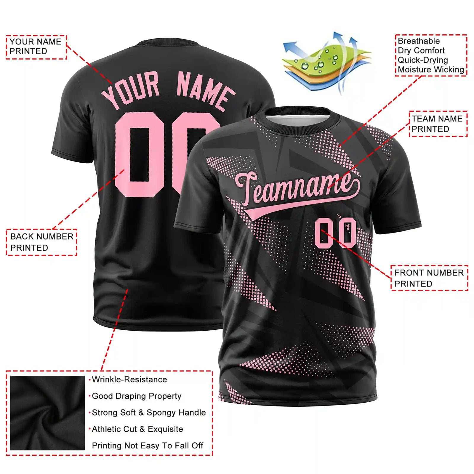 Custom Black Graffiti Pattern Design Performance T-Shirt