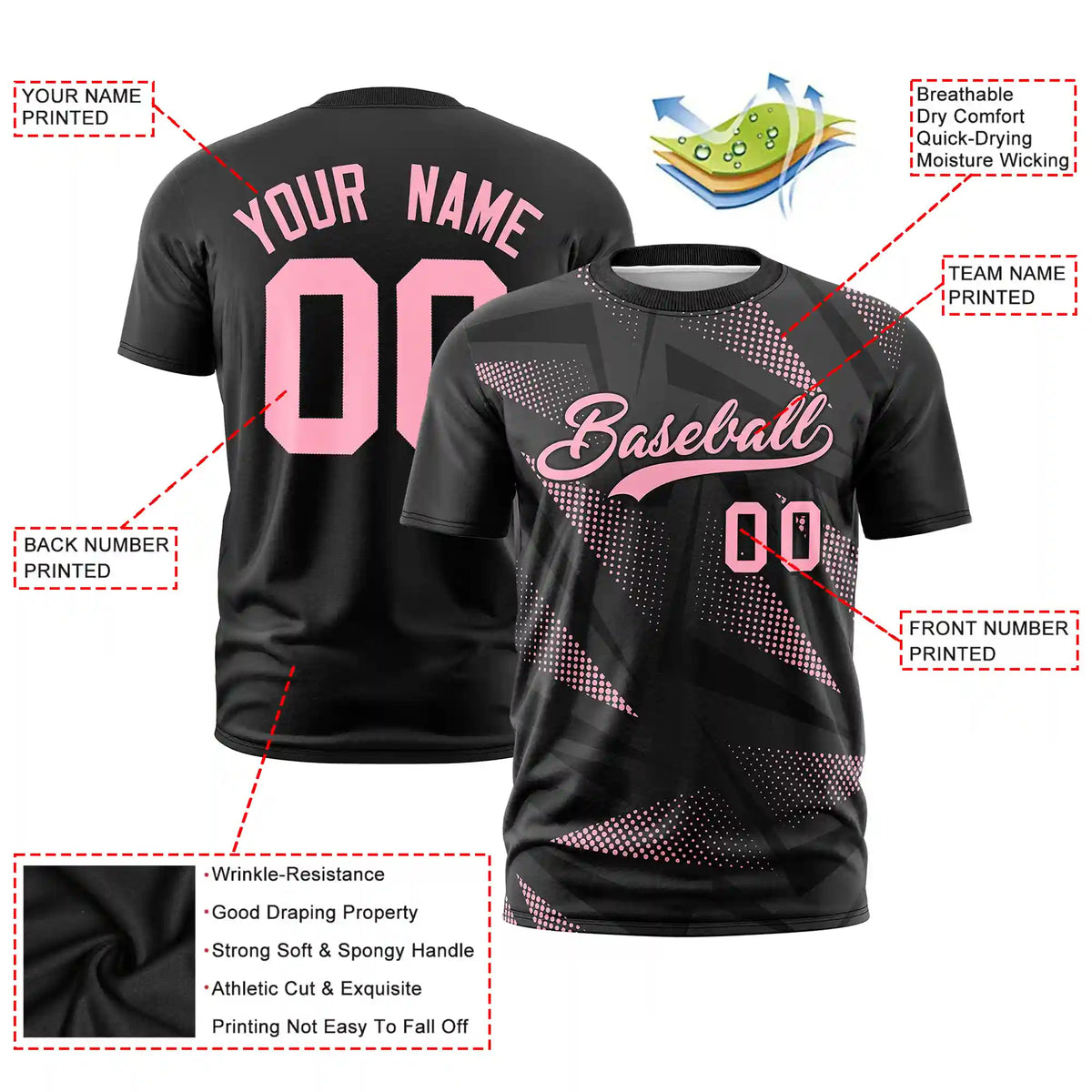 Custom Black Graffiti Pattern Design Performance T-Shirt