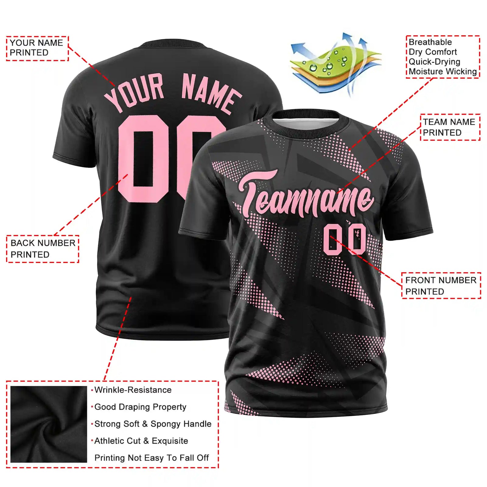 Custom Black Graffiti Pattern Design Performance T-Shirt