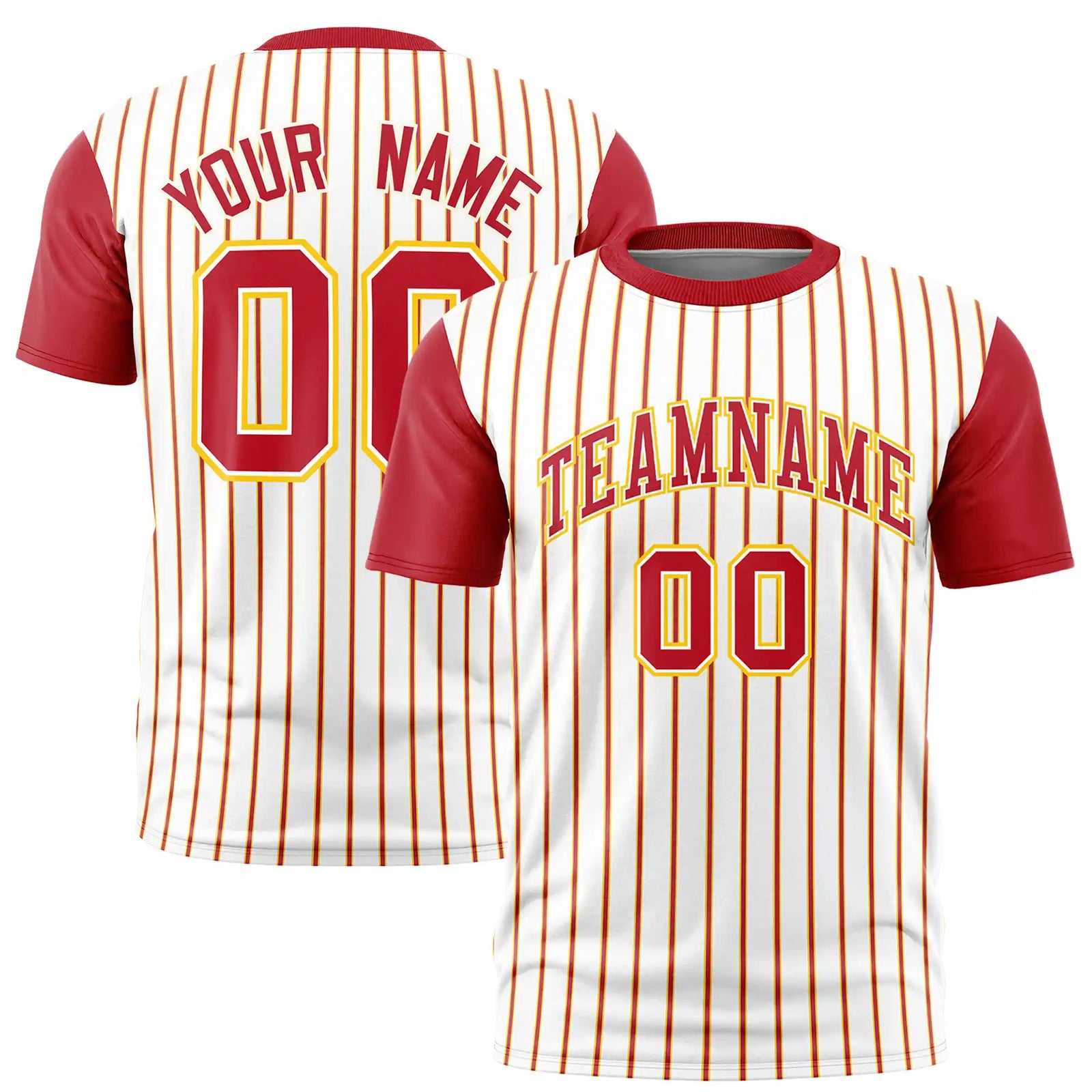 Custom White Gold01-Red Pinstripe Pattern Design Performance T-Shirt