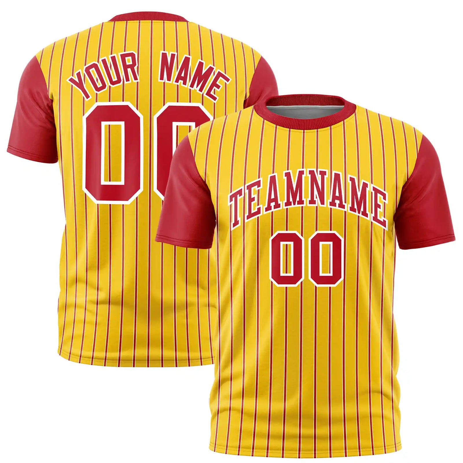 Custom Gold01 White-Red Pinstripe Pattern Design Performance T-Shirt