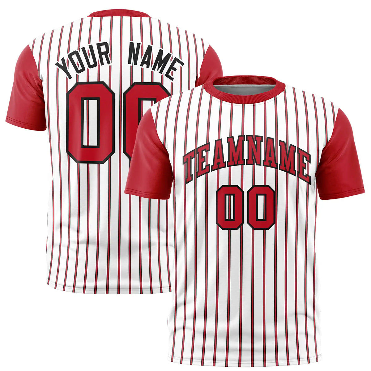 Custom White Black-Red Pinstripe Pattern Design Performance T-Shirt