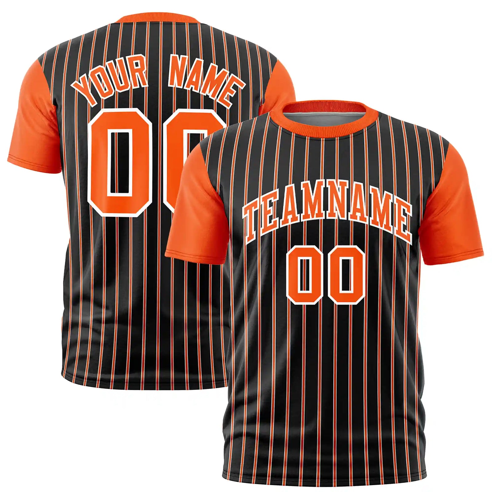 Custom Black White-Orange Pinstripe Pattern Design Performance T-Shirt