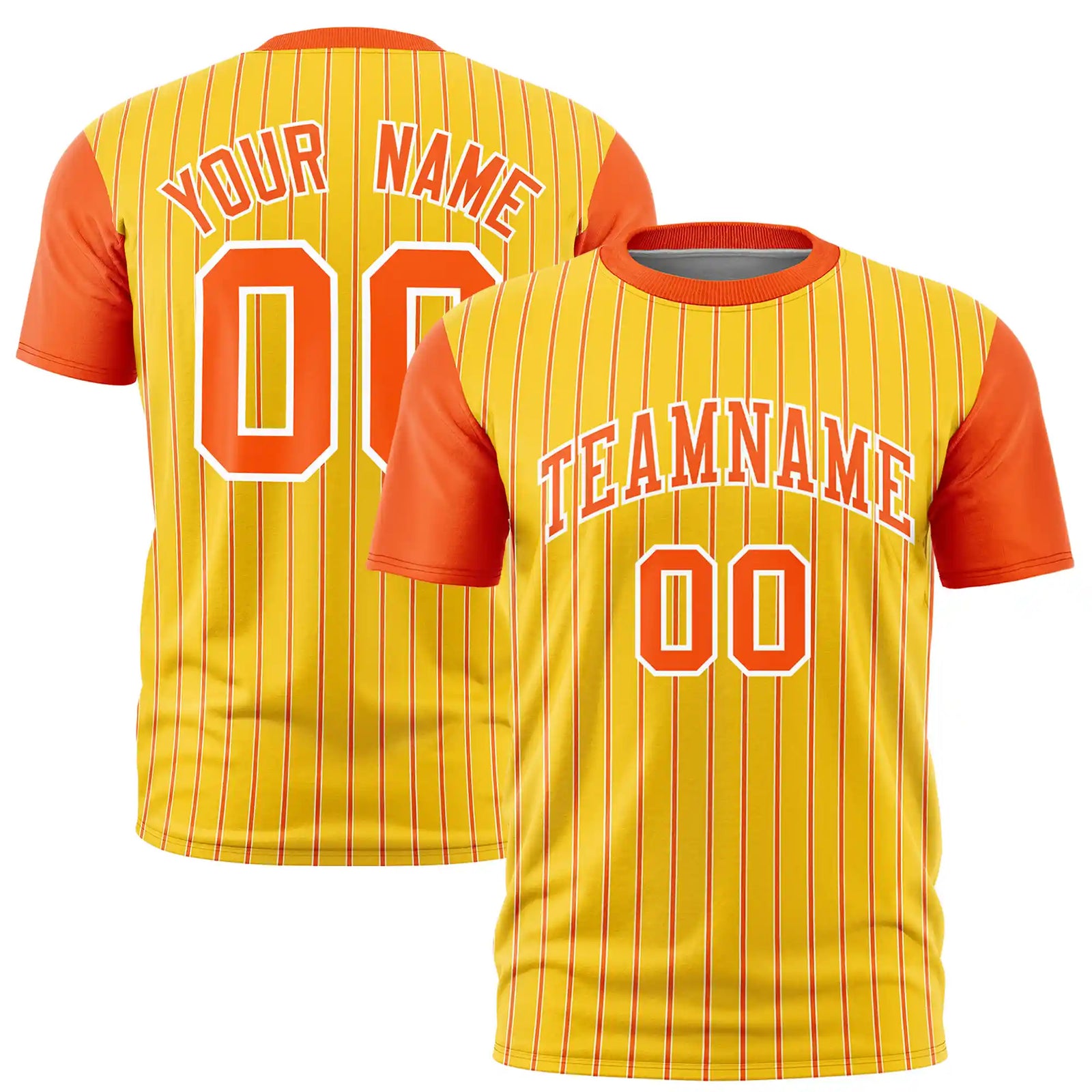 Custom Gold01 White-Orange Pinstripe Pattern Design Performance T-Shirt