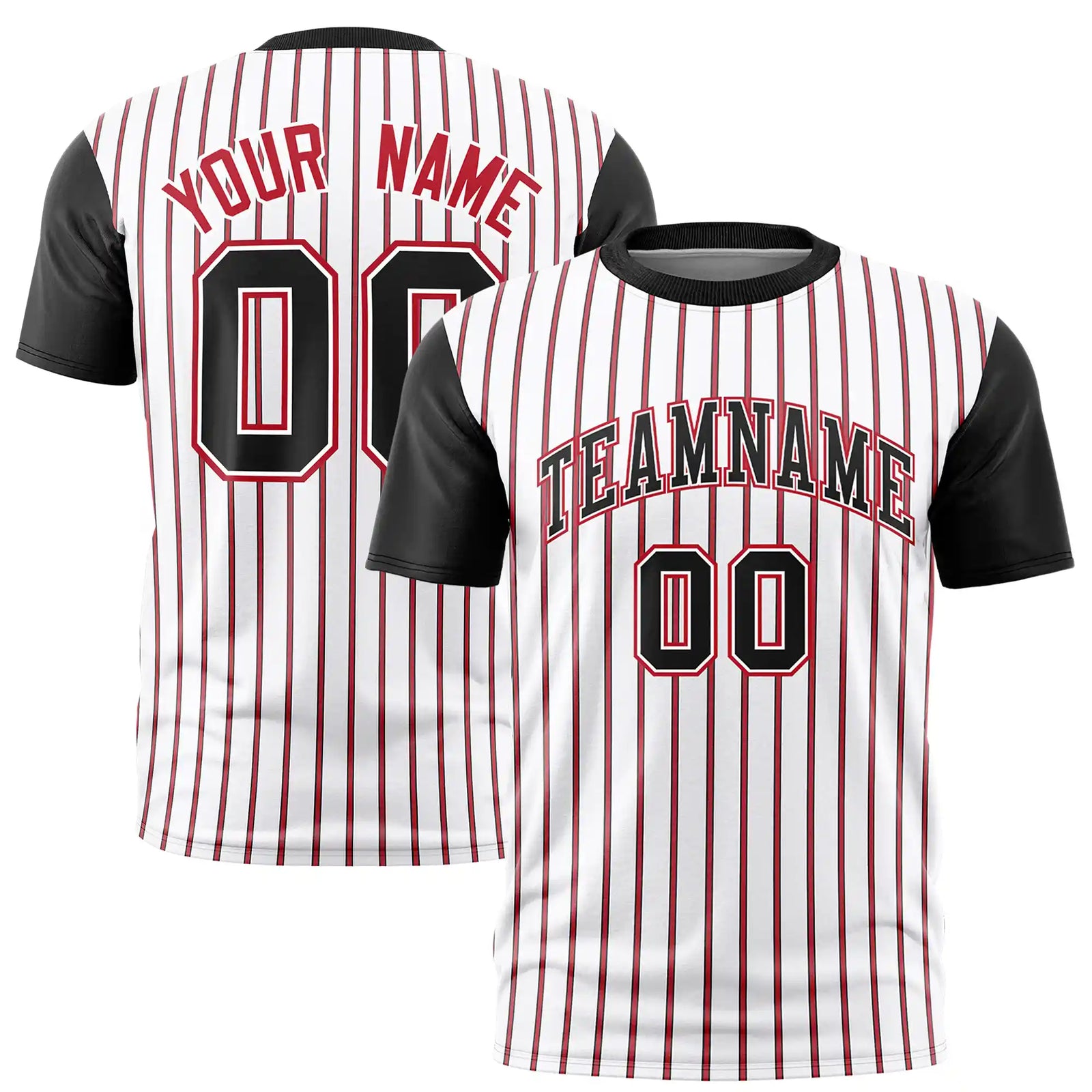 Custom White Red-Black Pinstripe Pattern Design Performance T-Shirt