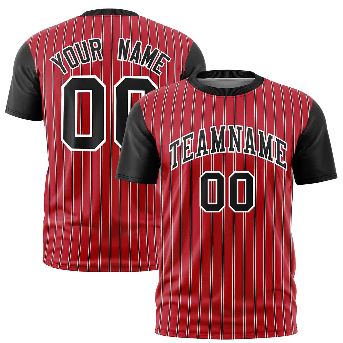 Custom Red White-Black Pinstripe Pattern Design Performance T-Shirt