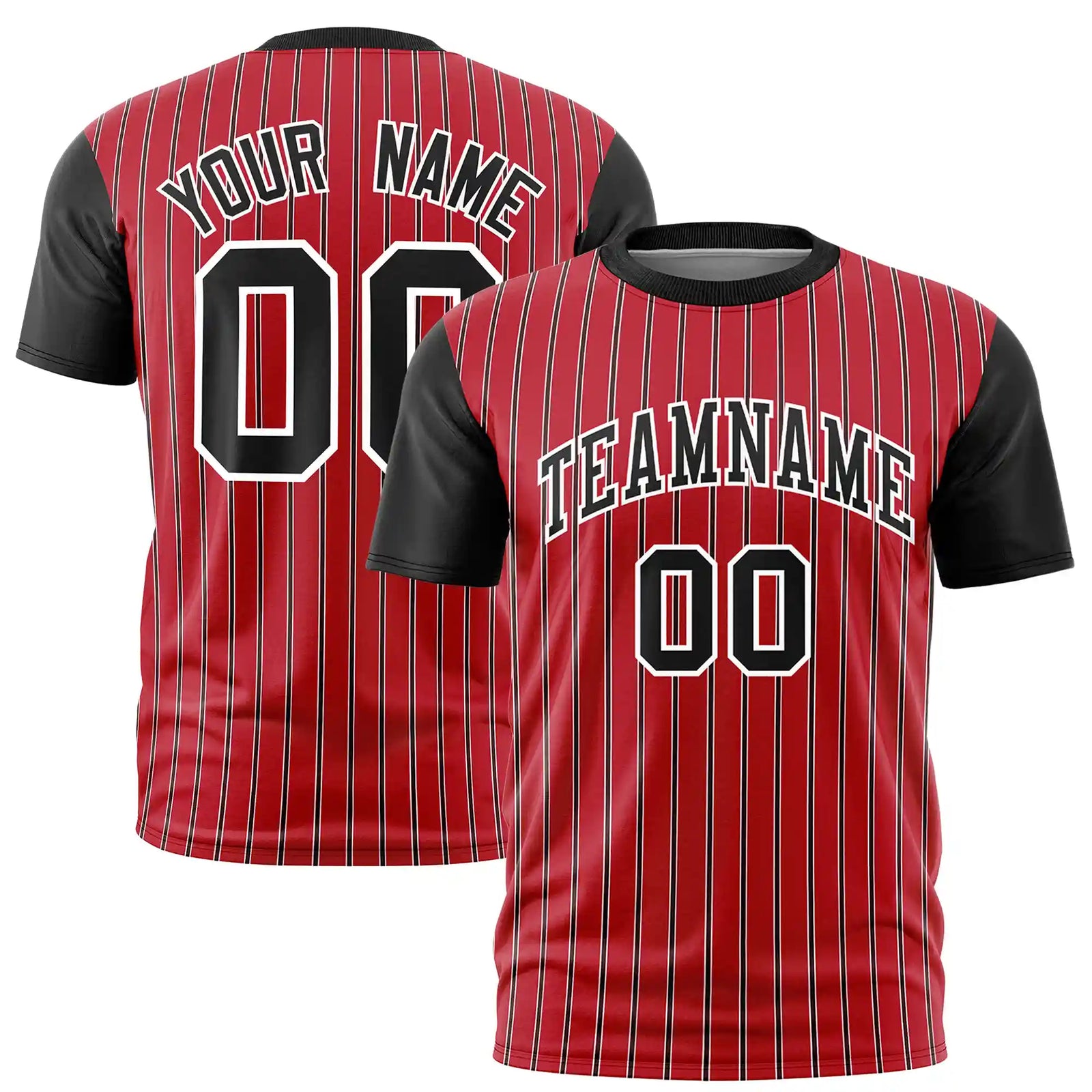Custom Red White-Black Pinstripe Pattern Design Performance T-Shirt