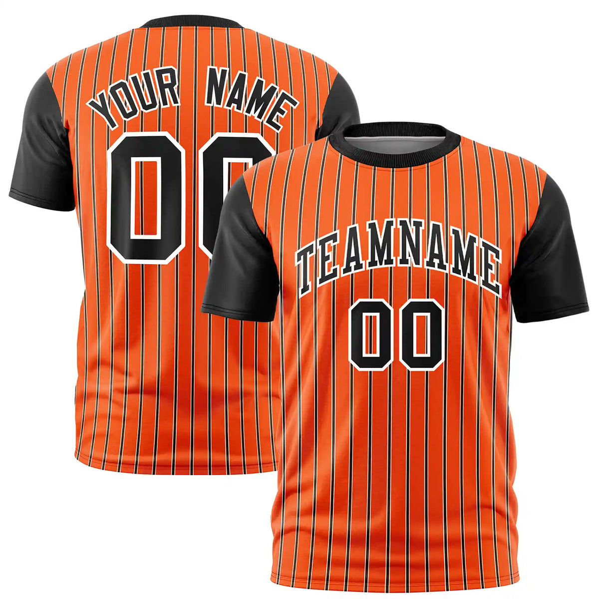 Custom Orange White-Black Pinstripe Pattern Design Performance T-Shirt