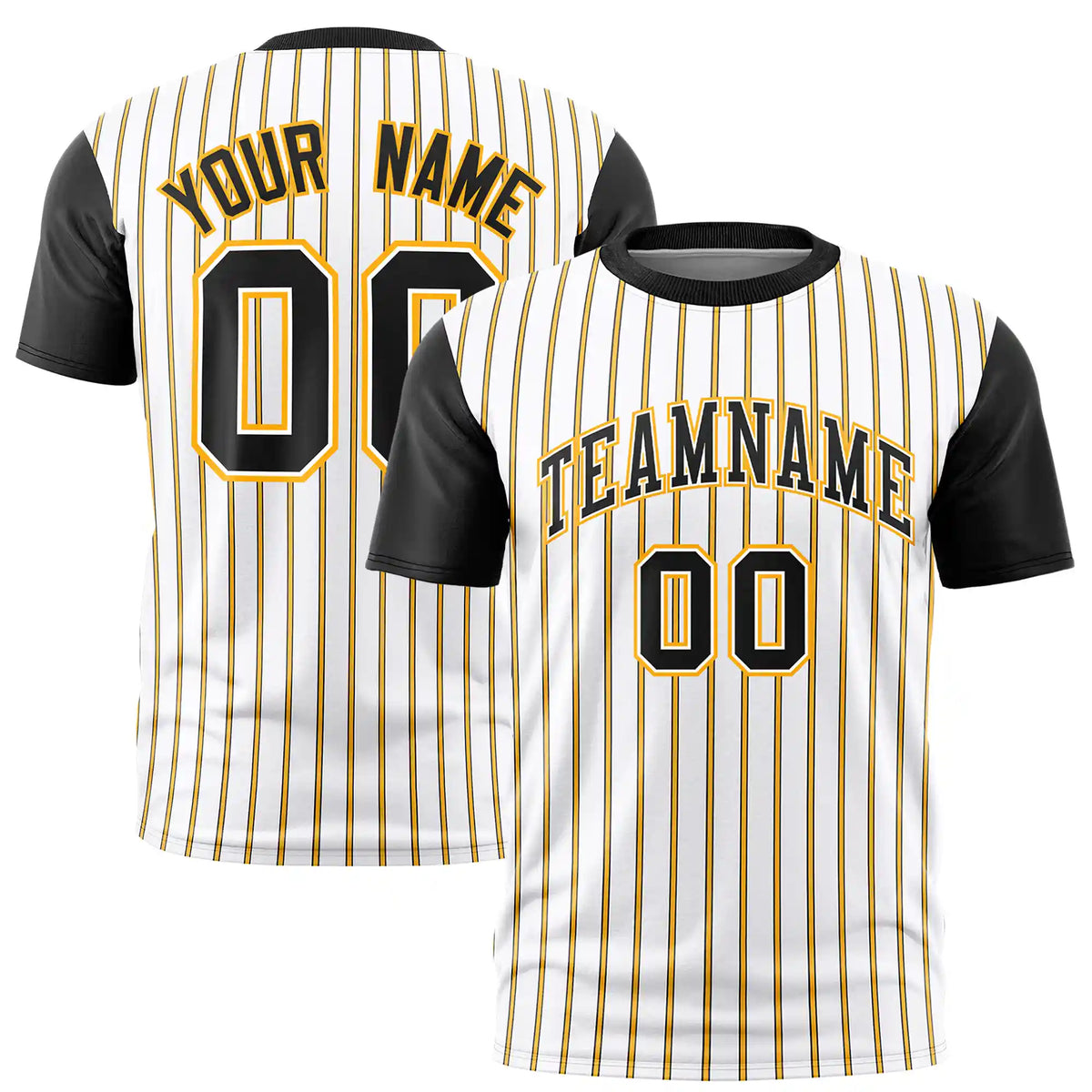Custom White Yellow-Black Pinstripe Pattern Design Performance T-Shirt