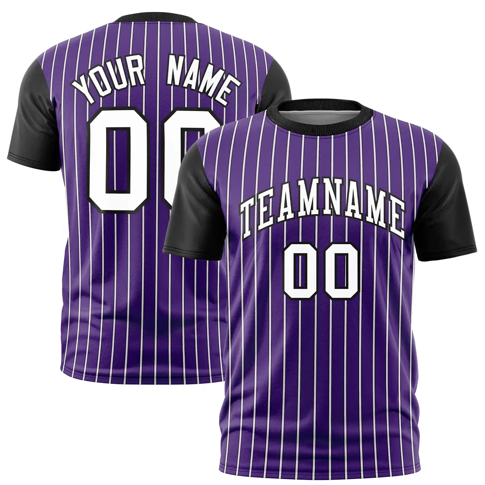 Custom Purple White-Black Pinstripe Pattern Design Performance T-Shirt