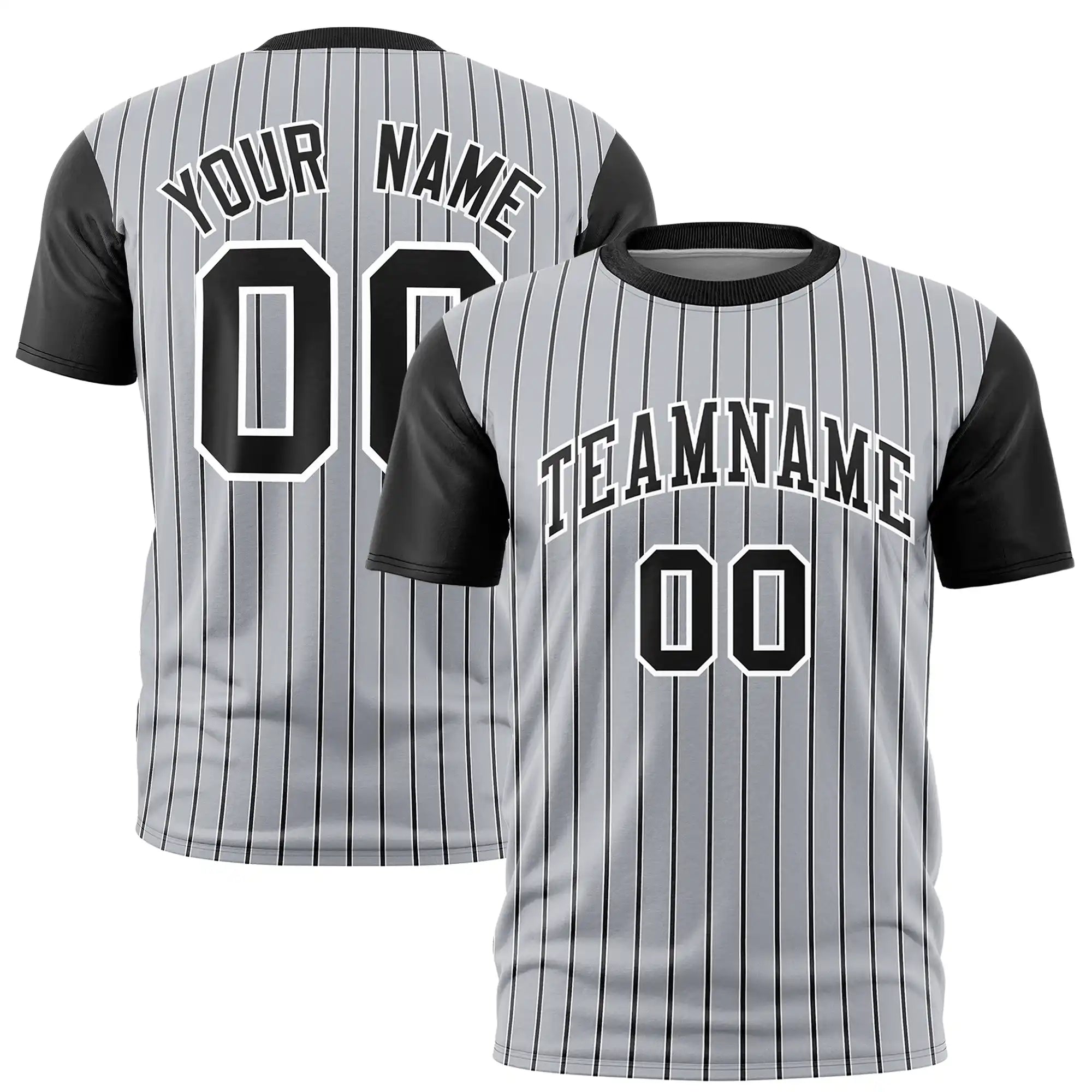 Custom Gray White-Black Pinstripe Pattern Design Performance T-Shirt