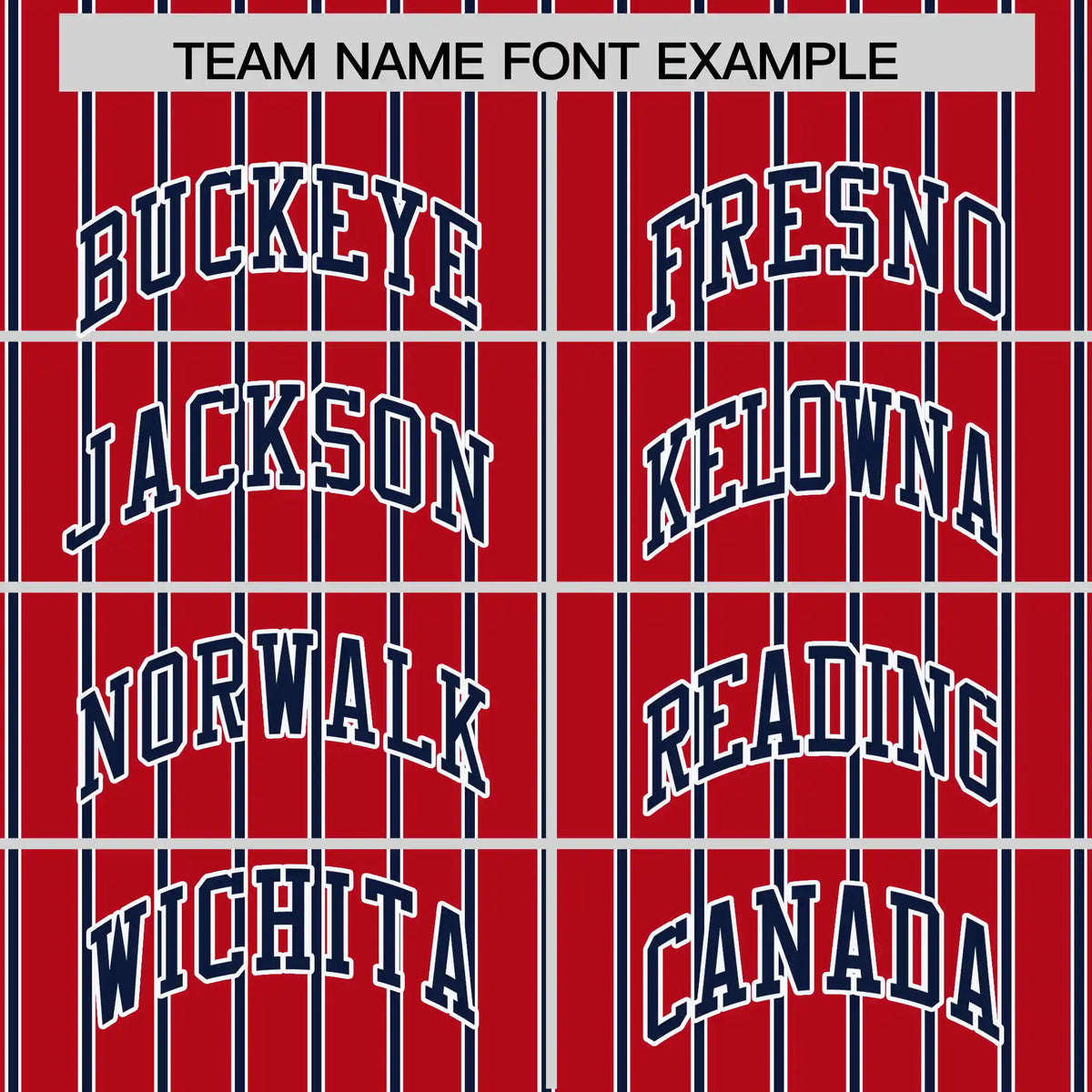 Custom Red White-Navy Pinstripe Pattern Design Performance T-Shirt