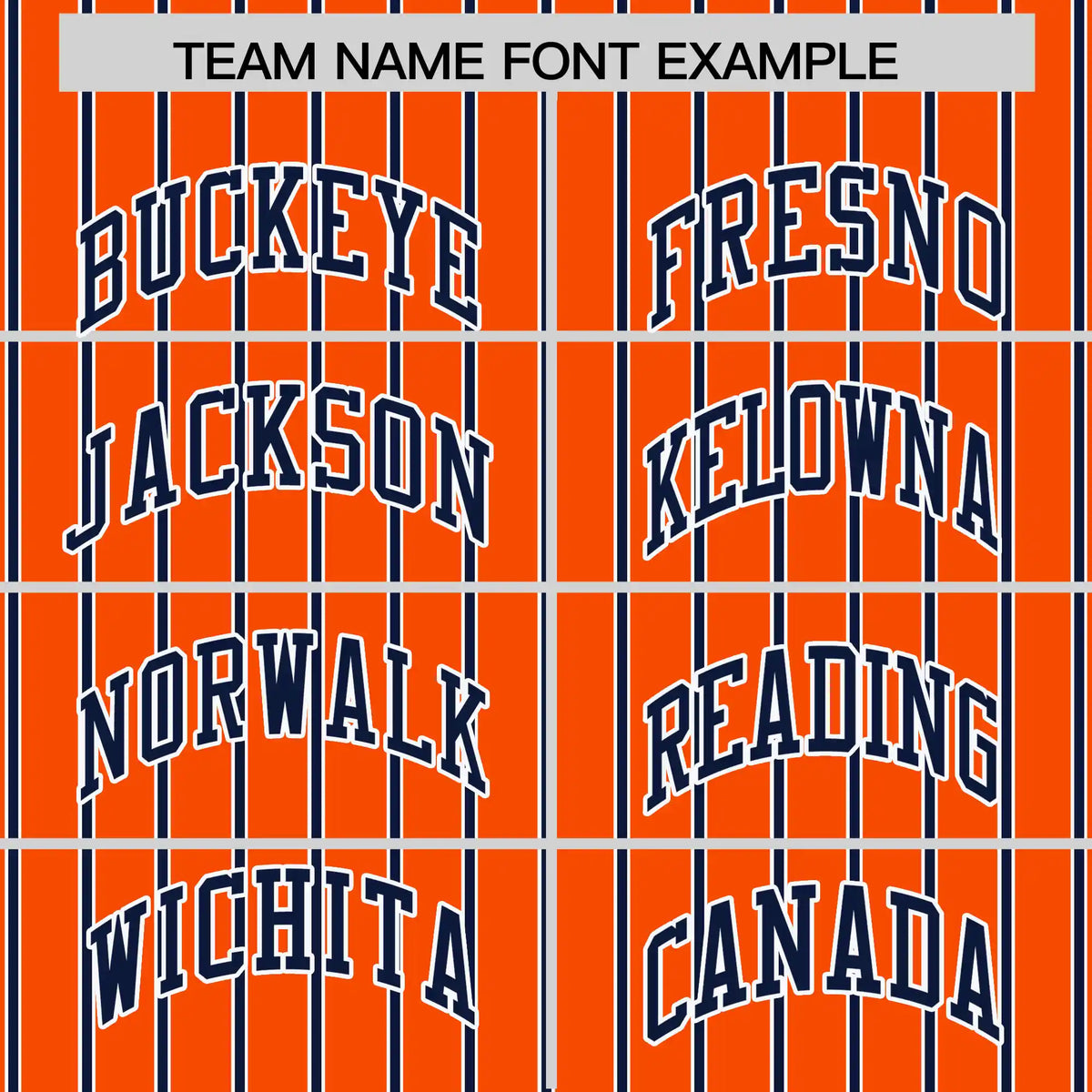 Custom Orange White-Navy Pinstripe Pattern Design Performance T-Shirt