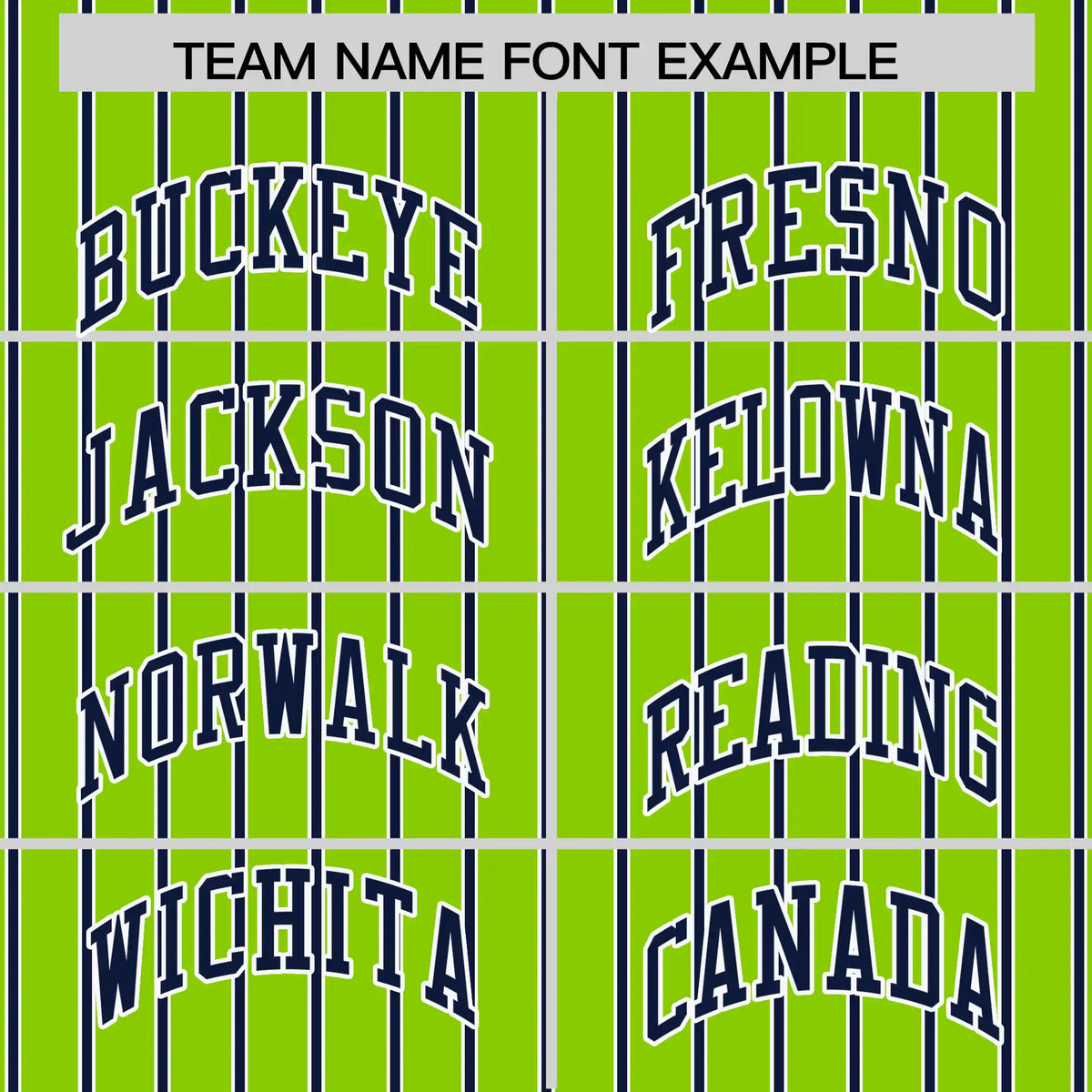 Custom Neon Green White-Navy Pinstripe Pattern Design Performance T-Shirt