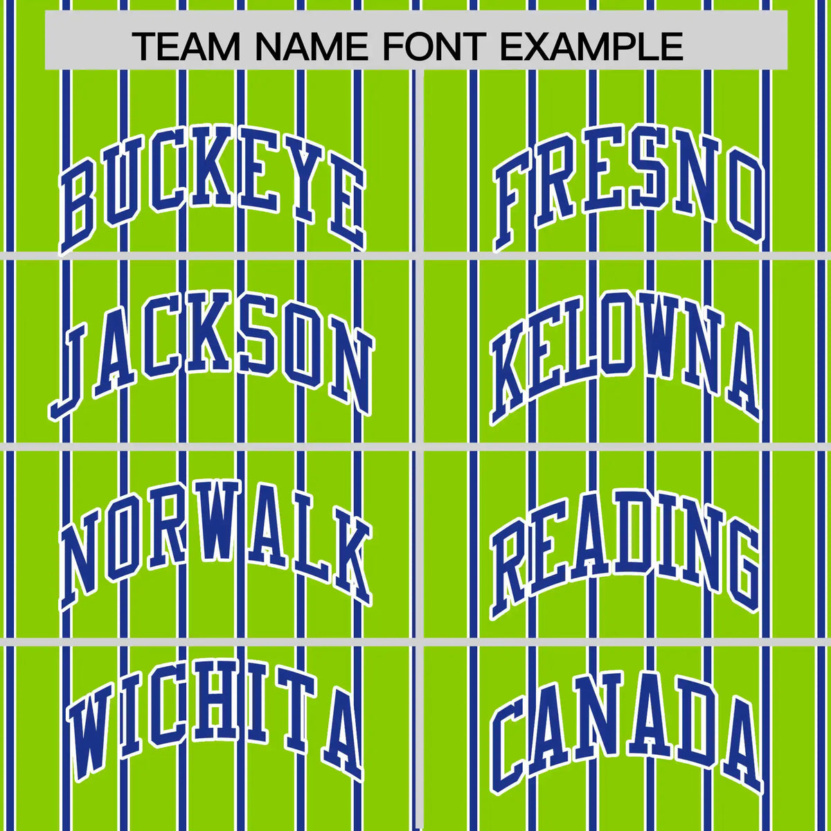 Custom Neon Green White-Royal Blue Pinstripe Pattern Design Performance T-Shirt