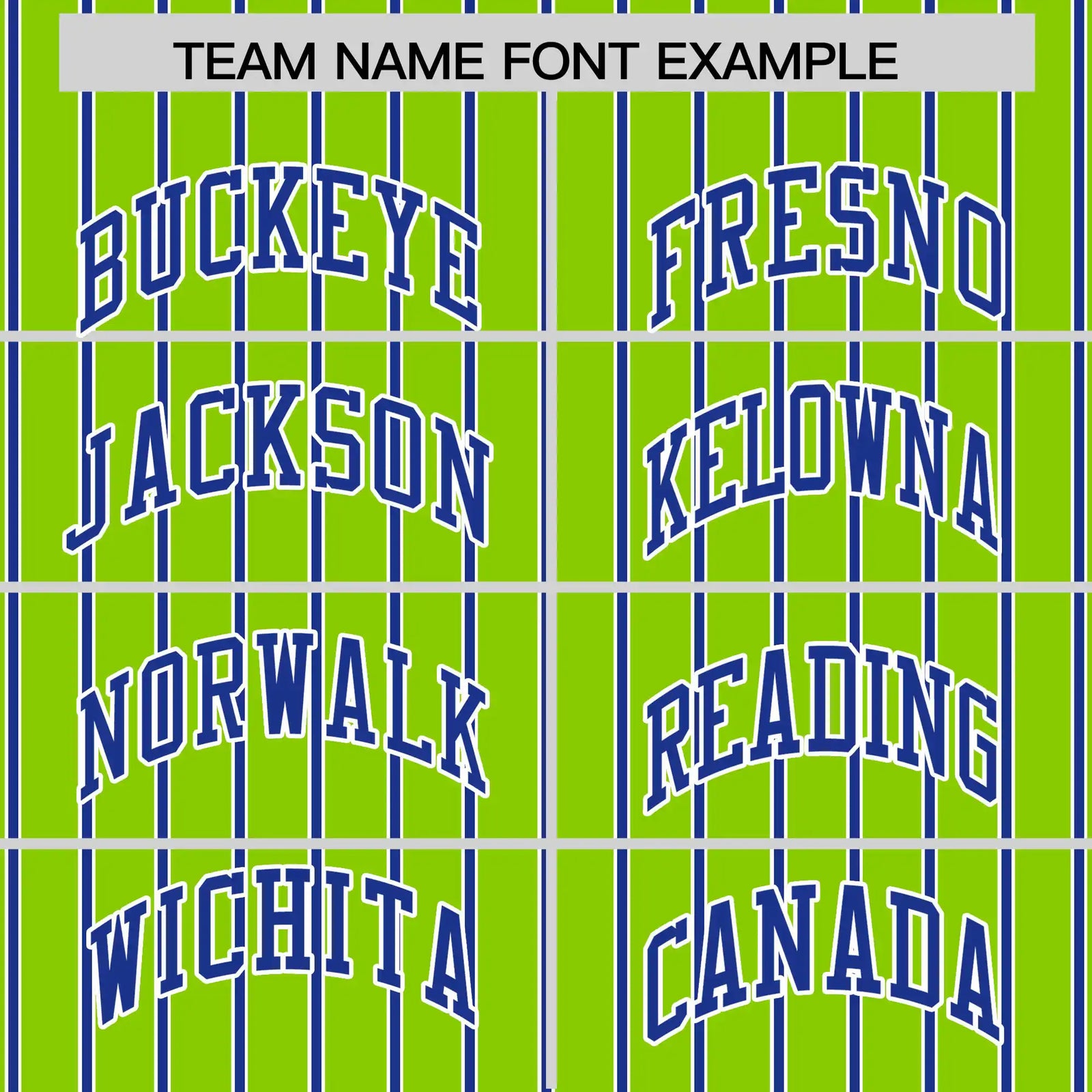 Custom Neon Green White-Royal Blue Pinstripe Pattern Design Performance T-Shirt