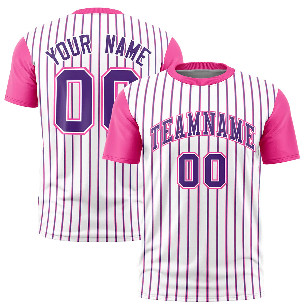 Custom White Purple-Pink Pinstripe Pattern Design Performance T-Shirt
