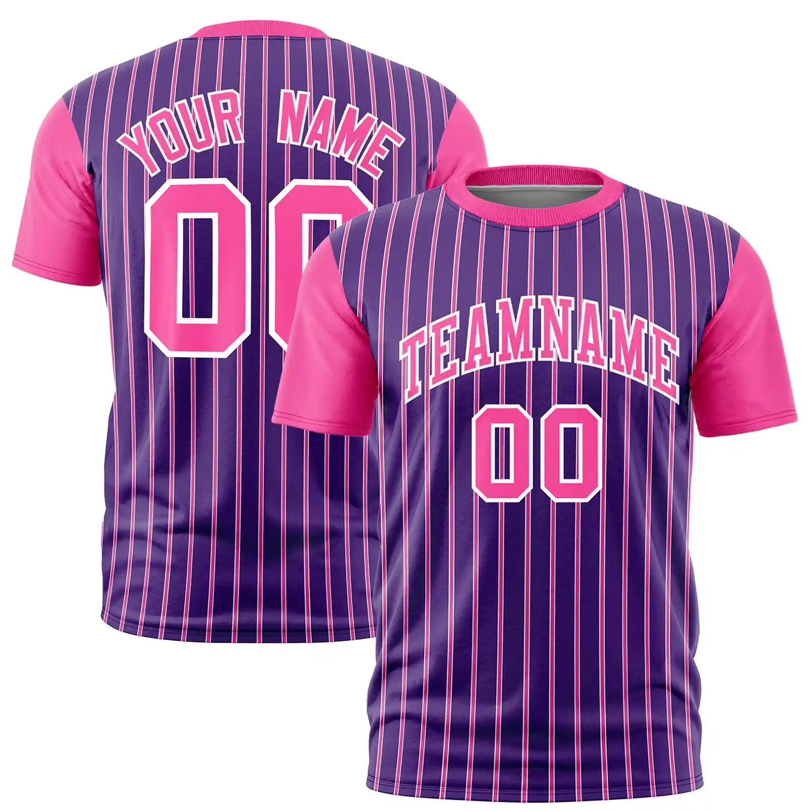Custom Purple White-Pink Pinstripe Pattern Design Performance T-Shirt