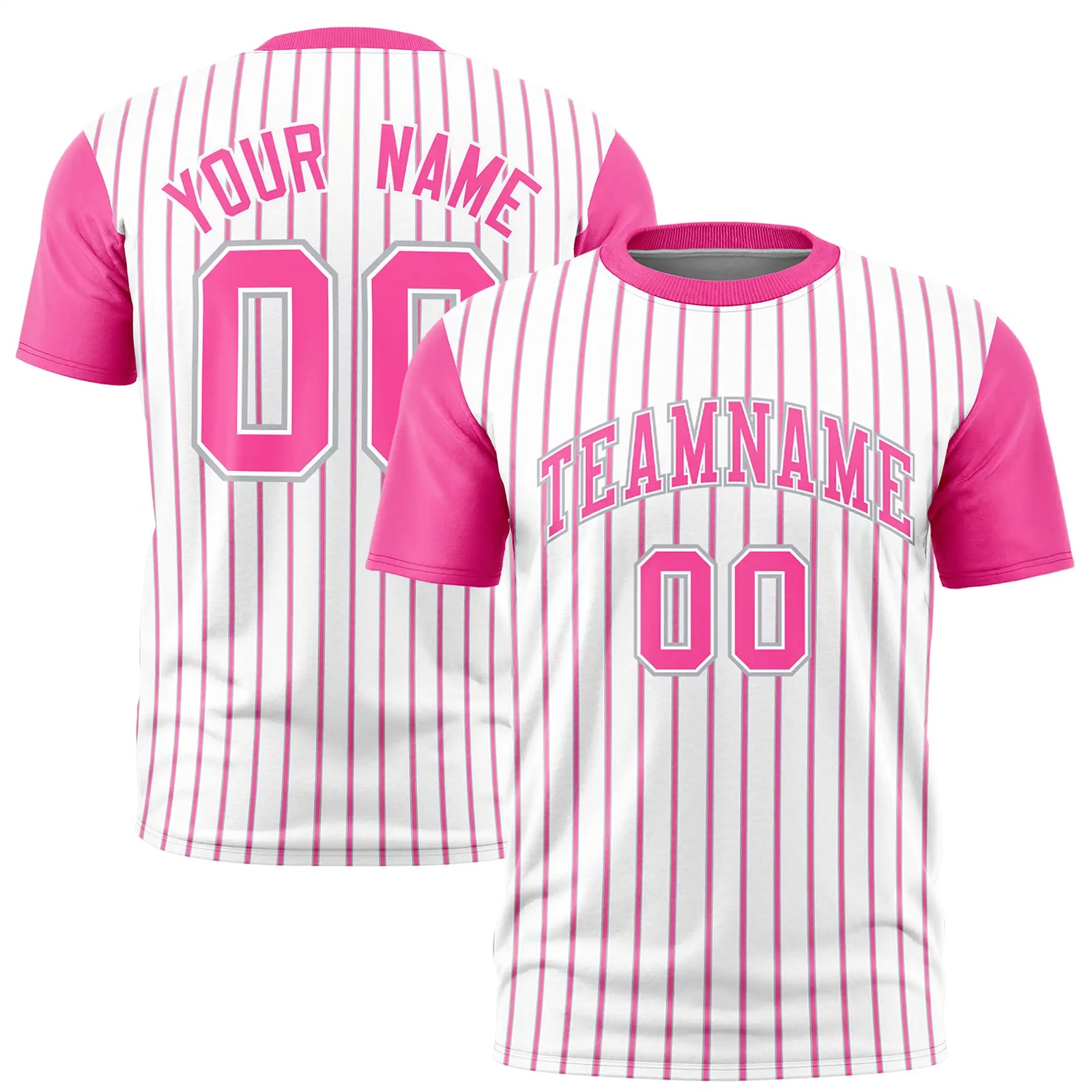 Custom White Gray-Pink Pinstripe Pattern Design Performance T-Shirt