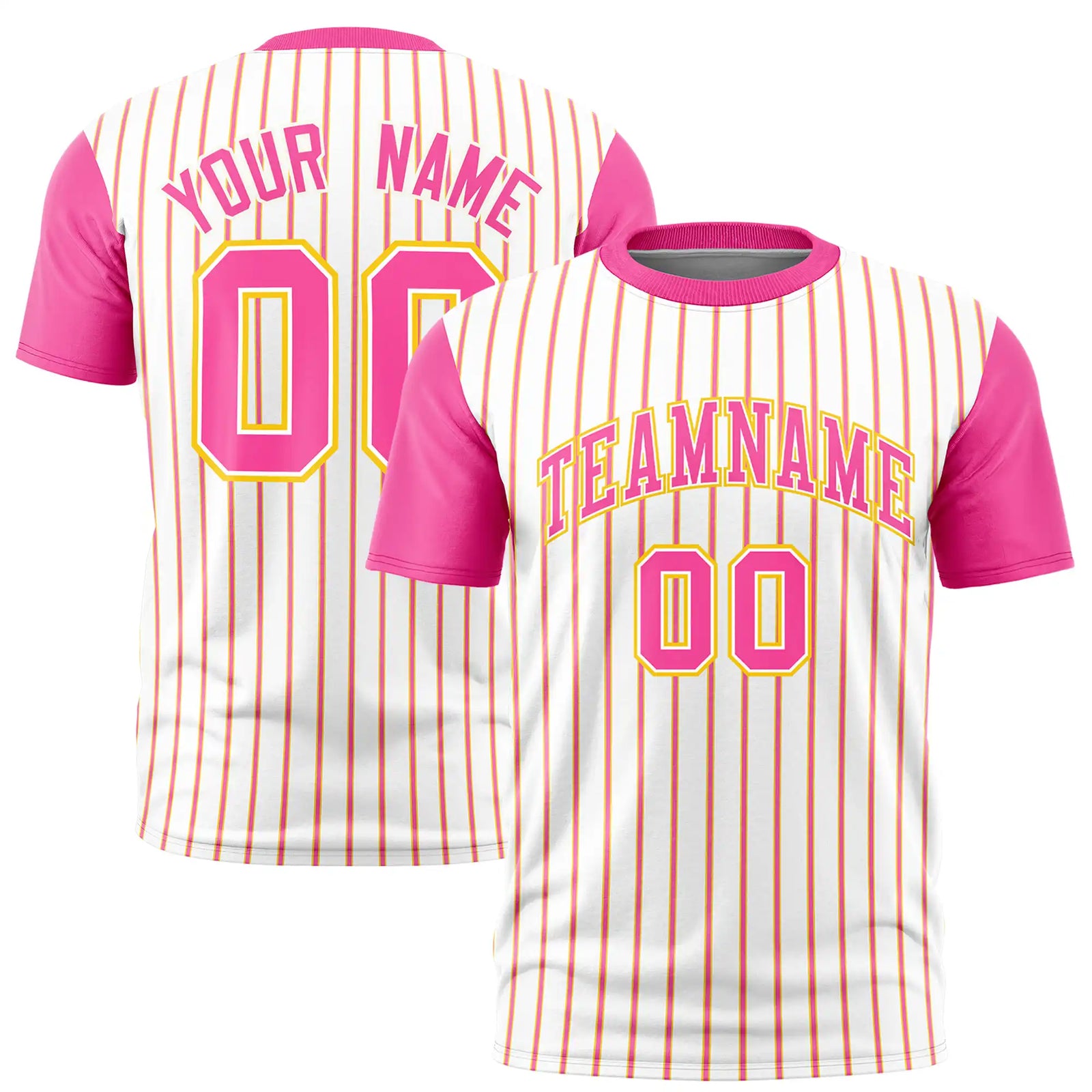 Custom White Gold01-Pink Pinstripe Pattern Design Performance T-Shirt