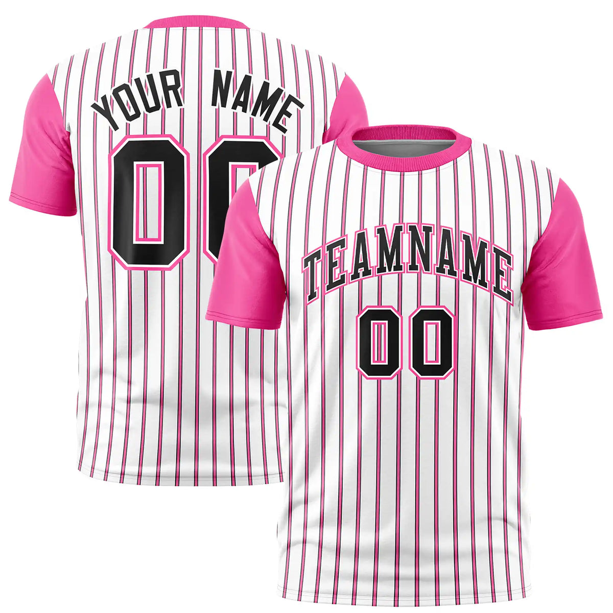 Custom White Black-Pink Pinstripe Pattern Design Performance T-Shirt