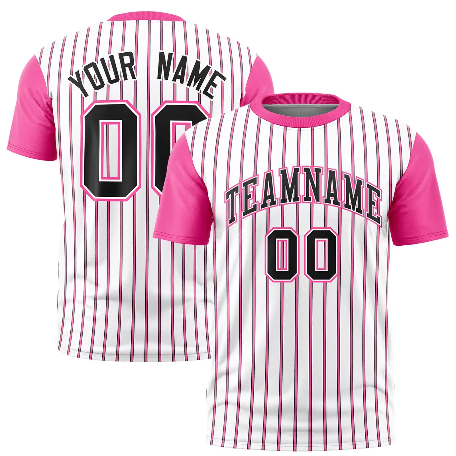 Custom White Black-Pink Pinstripe Pattern Design Performance T-Shirt