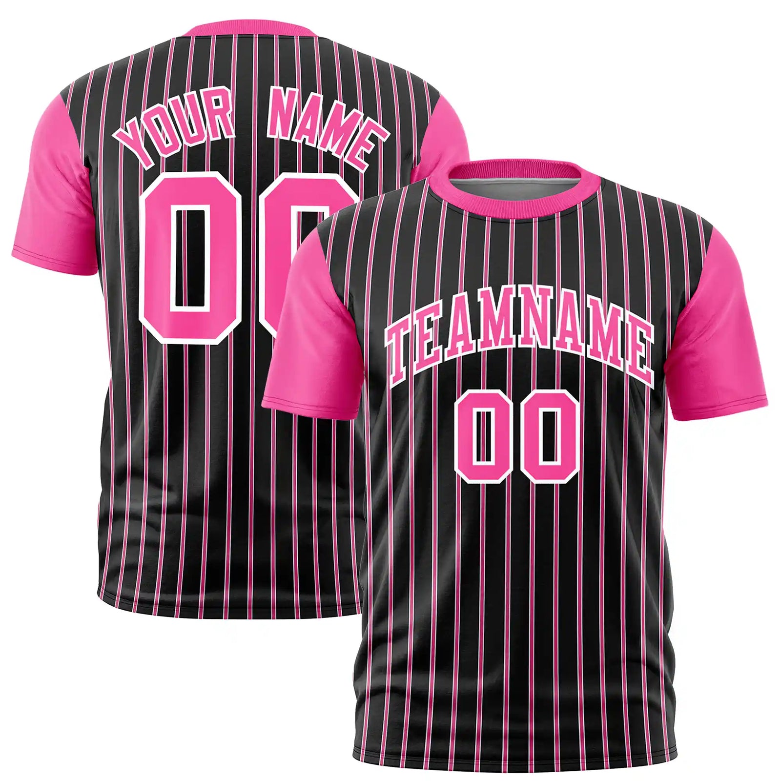 Custom Black White-Pink Pinstripe Pattern Design Performance T-Shirt