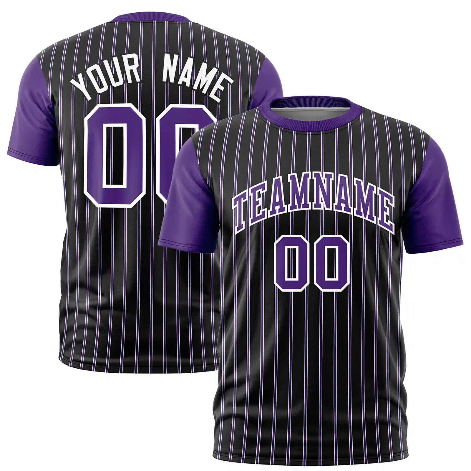Custom Black White-Purple Pinstripe Pattern Design Performance T-Shirt