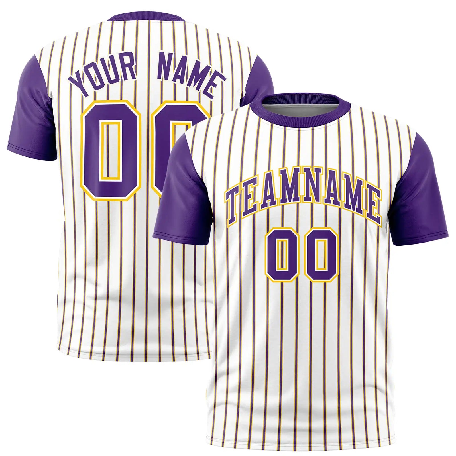 Custom White Gold01-Purple Pinstripe Pattern Design Performance T-Shirt