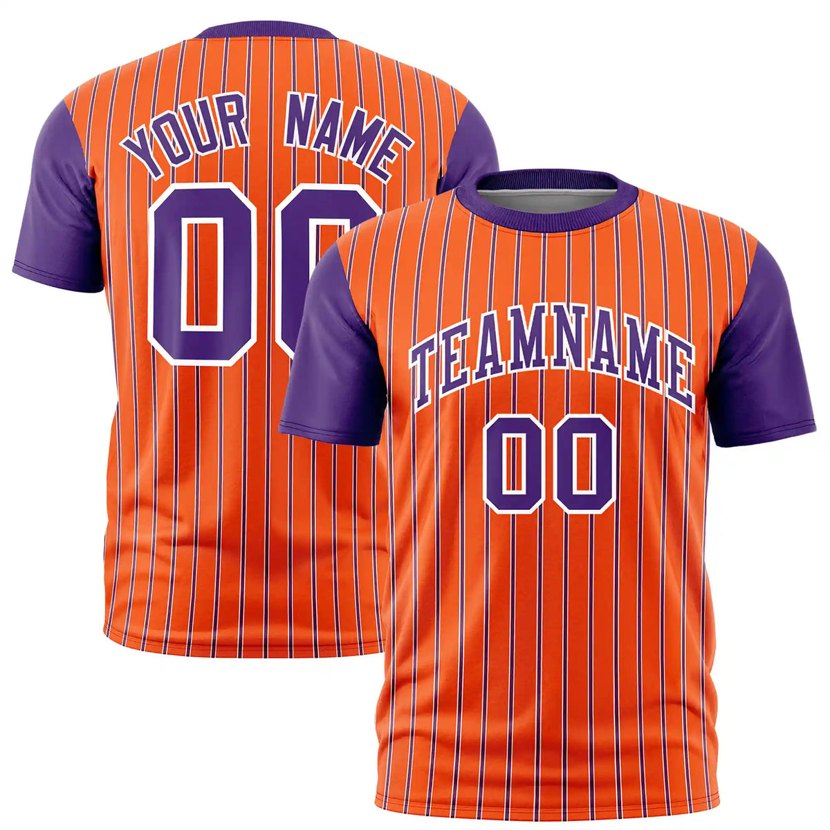 Custom Orange White-Purple Pinstripe Pattern Design Performance T-Shirt